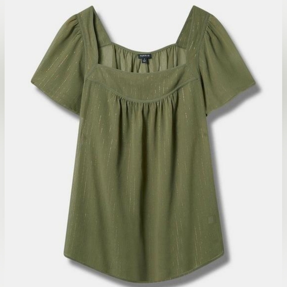 2X - Torrid | Crinkle Chiffon Flutter Sleeve Top - Picture 5 of 5